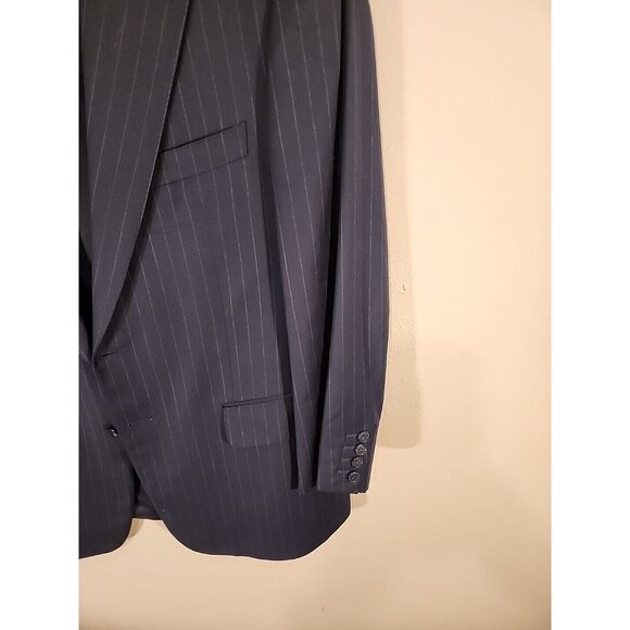 Ermenegildo Zegna Mens Wool Blazer Sport Coat Jacket Size 50 Navy Stripped - Picture 2 of 13
